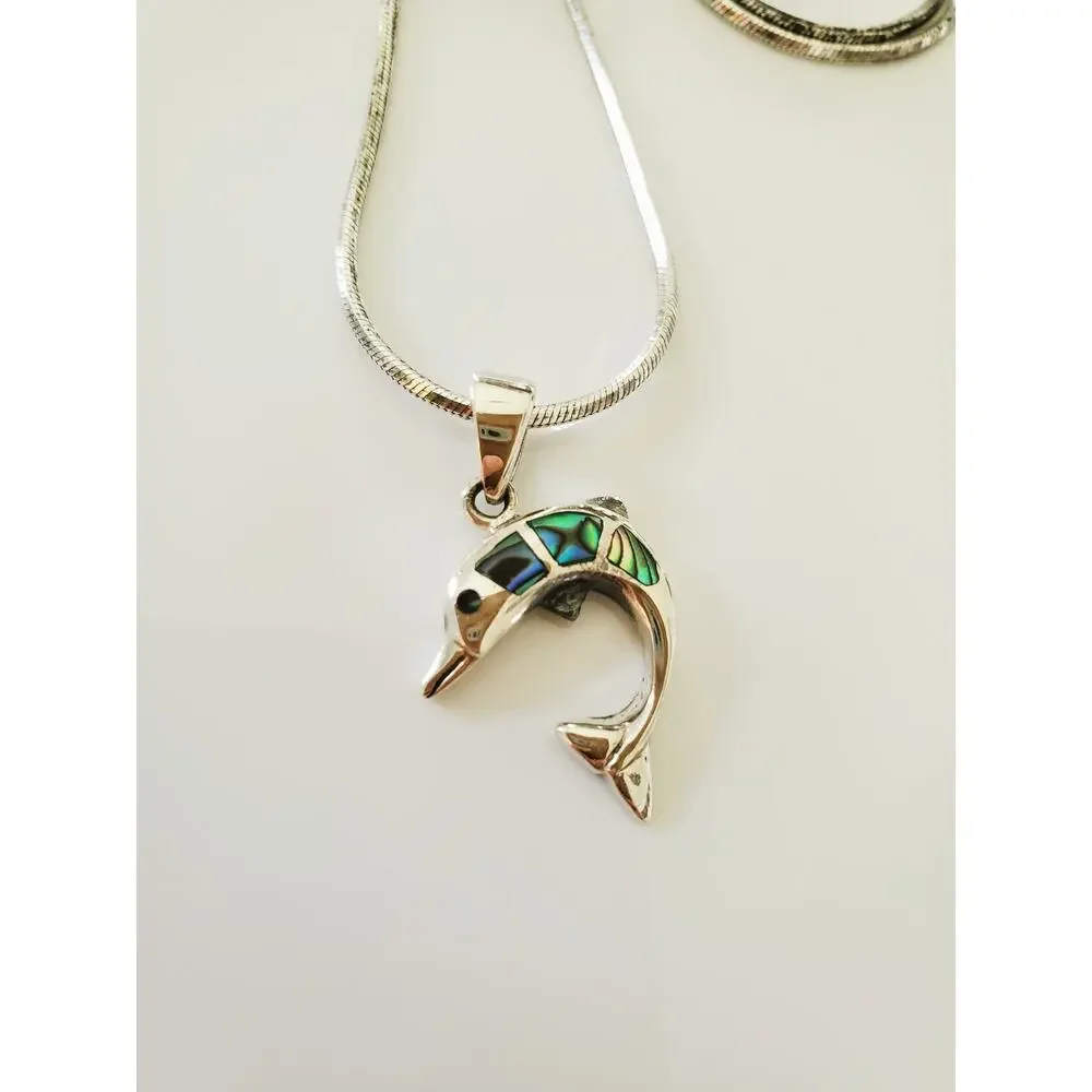 Vintage Dolphin Sterling Silver Necklace